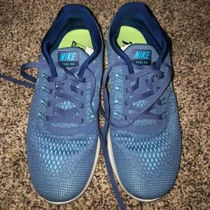 Blue Nike Free RN running shoes size 8.5